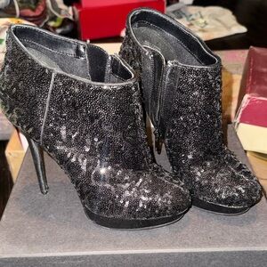 Call It Spring Black Sequin Ankle Booties